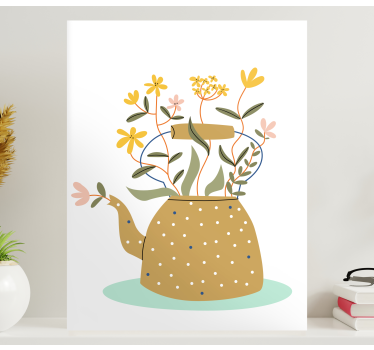Tableau fleurs et plantes théière avec fleurs - TenStickers