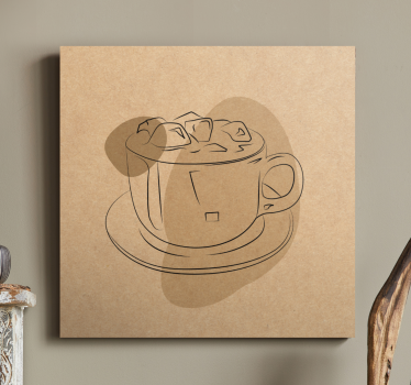 Tableau fleurs illustration tasse à café - TenStickers