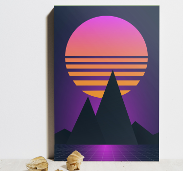 Tableau vintage coucher de soleil synthwave - TenStickers