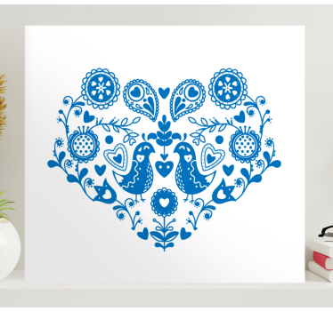 Tableau fruits motif oiseaux en cœur - TenStickers