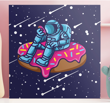 Cadre jeux vidéo astronaute sur un beignet - TenStickers