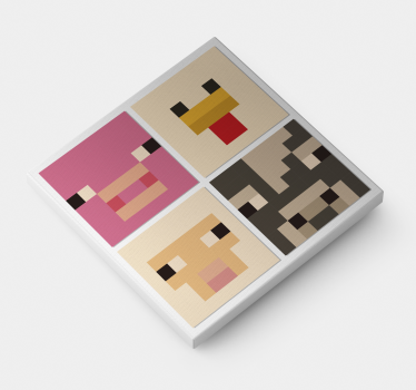 Tableau jeux vidéo portraits d'animaux pixelisés - TenStickers