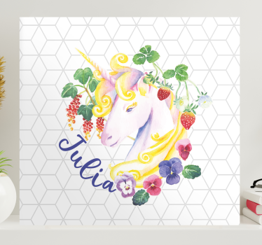 Tableau licorne arrangement floral licorne - TenStickers