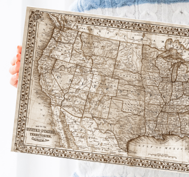 Tableau mappemonde Amérique du nord vintage - TenStickers