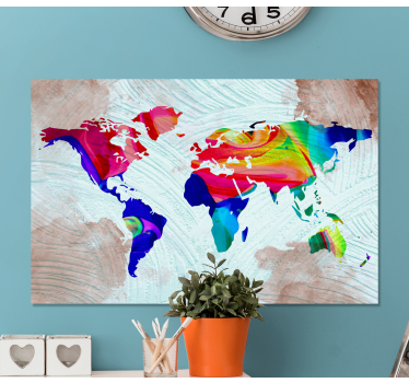 Tableau mappemonde Artistique multicolore - TenStickers