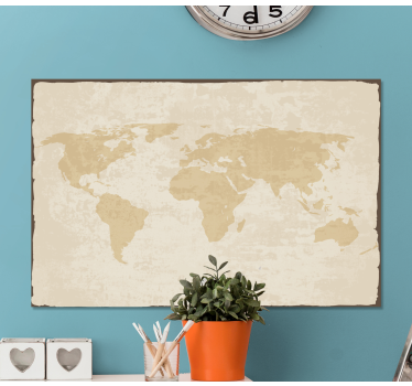 Tableau mappemonde Blanc et beige vintage - TenStickers