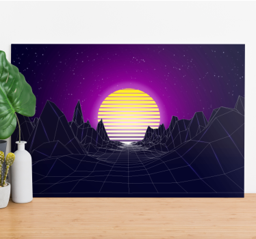 Tableau moderne paysage géométrique au coucher de soleil - TenStickers