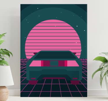 Tableau moderne scène de voiture rétro - TenStickers