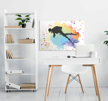 Tableau sports motif plongeur et aquarelle - TenStickers