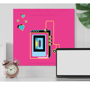 Tableau musique cassette rétro amour - TenStickers