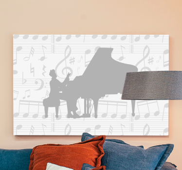 Tableau musique silhouette de mélodies de piano - TenStickers
