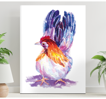 Tableau oiseaux figure de coq coloré - TenStickers