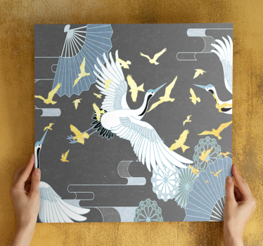 Tableau oriental vol élégant des grues - TenStickers
