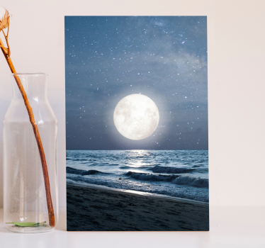 Tableau paysage Beau clair de lune sur la pleine lune de l'océan - TenStickers