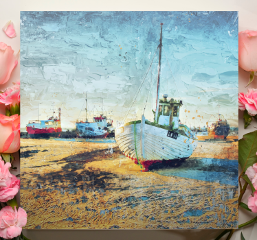 Tableau paysages bateaux de pêche amarrés - TenStickers