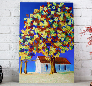 Tableau paysages canopée d'arbres colorés - TenStickers