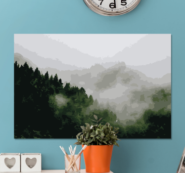 Tableau paysages forêt de montagne brumeuse - TenStickers