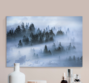 Tableau paysages forêt de pins brumeuse - TenStickers