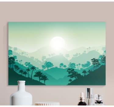 Tableau paysages lever de soleil sur montagnes brumeuses - TenStickers