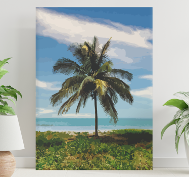 Tableau paysages oasis de palmiers sereine - TenStickers