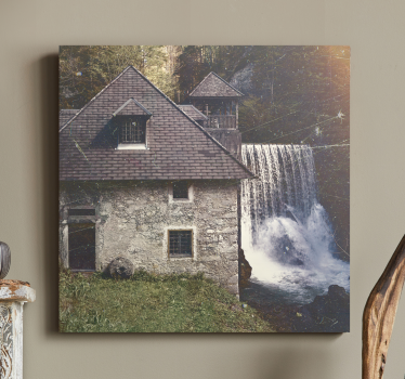 Tableau paysages scène de cascade historique - TenStickers