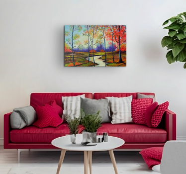 Tableau paysages scène de rivière en automne - TenStickers