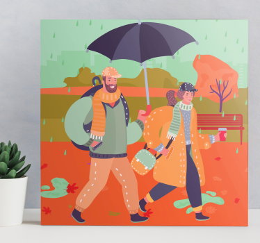 Tableau personnage couple marchant ensemble - TenStickers