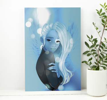 Tableau personnage figure aux cheveux bleus - TenStickers