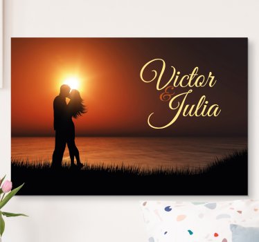 Tableau personnage silhouette de couple amoureux - TenStickers