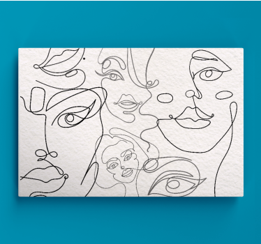 Tableau personnage visages en ligne continue - TenStickers