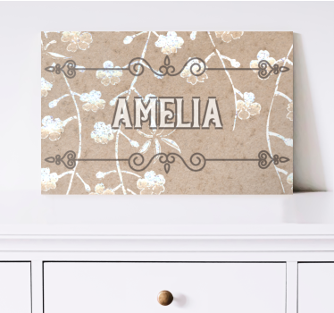 Tableau personnalisé décor floral avec prénom - TenStickers
