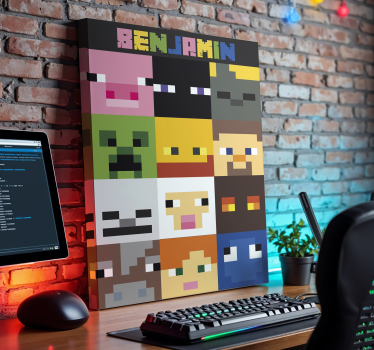 Tableau personnalisé visages pixelisés de jeu - TenStickers