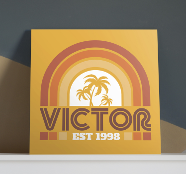 Tableau vintage palmier rétro personnalisé - TenStickers