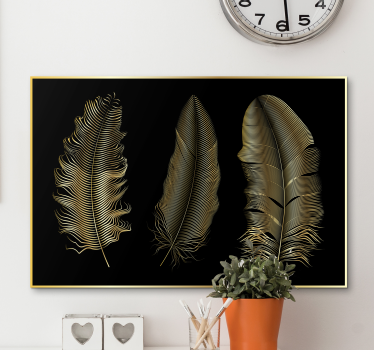 Tableau plumes designs en feuille d'or - TenStickers