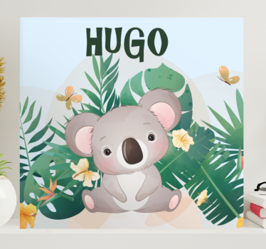 Tableau pour chambre bébé Koala mignon pour garçon avec nom - TenStickers