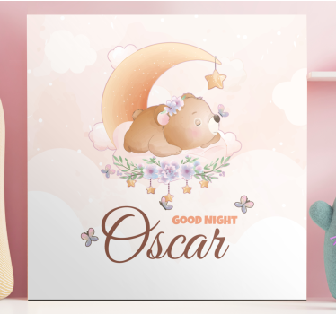 Tableau pour chambre bébé Ours mignon pour garçon avec nom - TenStickers