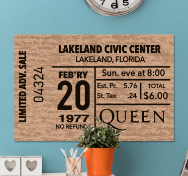 Tableau vintage billet pour le concert de la reine - TenStickers