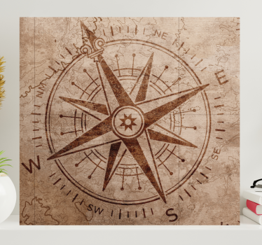 Tableau rétro Boussole vintage marron - TenStickers