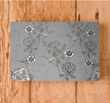 Tableau rétro Brindilles grises vintage avec des oiseaux - TenStickers