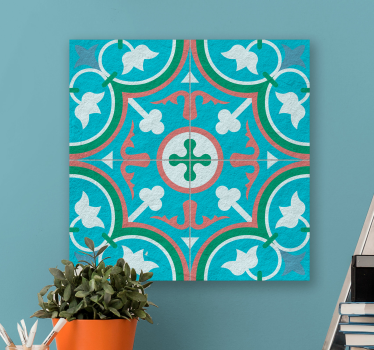 Tableau vintage carrelage hydraulique bleu  - TenStickers