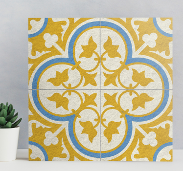 Tableau vintage carrelage hydraulique jaune - TenStickers
