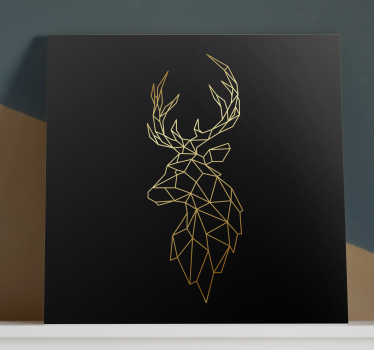 Tableau tête de cerf Cerf origami doré - TenStickers