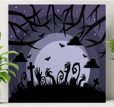 Tableau texte scène de cimetière effrayante - TenStickers