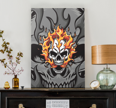 Tableau texte tête de mort en flammes - TenStickers