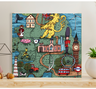 Tableau villes et pays carte de l'angleterre - TenStickers