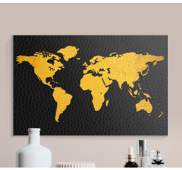Tableau carte du monde effet noir et doré - TenStickers