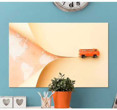 Tableau villes et pays combi orange voyageur - TenStickers