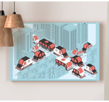 Tableau villes et pays scène de circulation urbaine - TenStickers