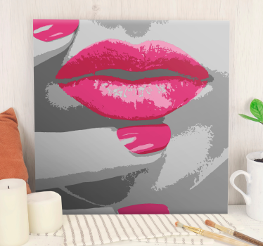 Tableau vintage détail de lèvres roses - TenStickers