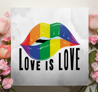 Tableau vintage Étreinte des lèvres arc-en-ciel - TenStickers